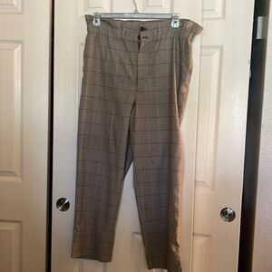 Grey plaid trousers.Madewell